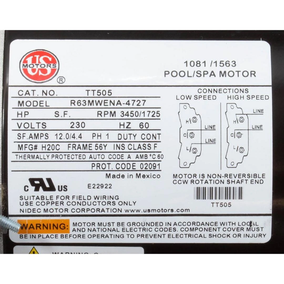 Waterway Exec 5Hp-Spl 2Sp 56Fr 220V 2"In 6Ft 4Pin W/Unions Waterway Exec 5Hp-Spl 2Sp 56Fr 220V 2"In 6Ft 4Pin W/Unions -Spa Equipment Store Unions 1